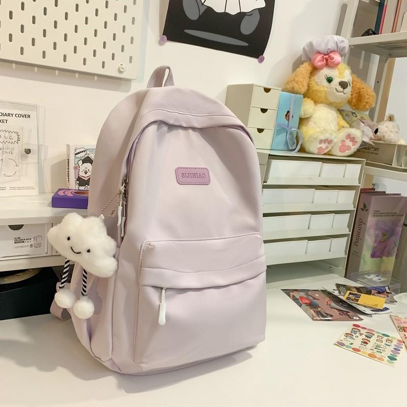 Stylish Korean College Backpack Lightweight Waterproof Unisex Travel Bag Pu Material фиолетовый