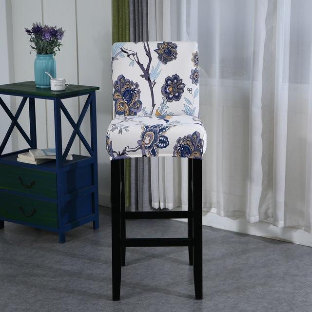 Elastic Short Chair Furniture Cover Spandex Fabric Printed Bar Stool Seat Covers Chair Protector Slipcovers For Cafe Dining Space Kitchen Washable