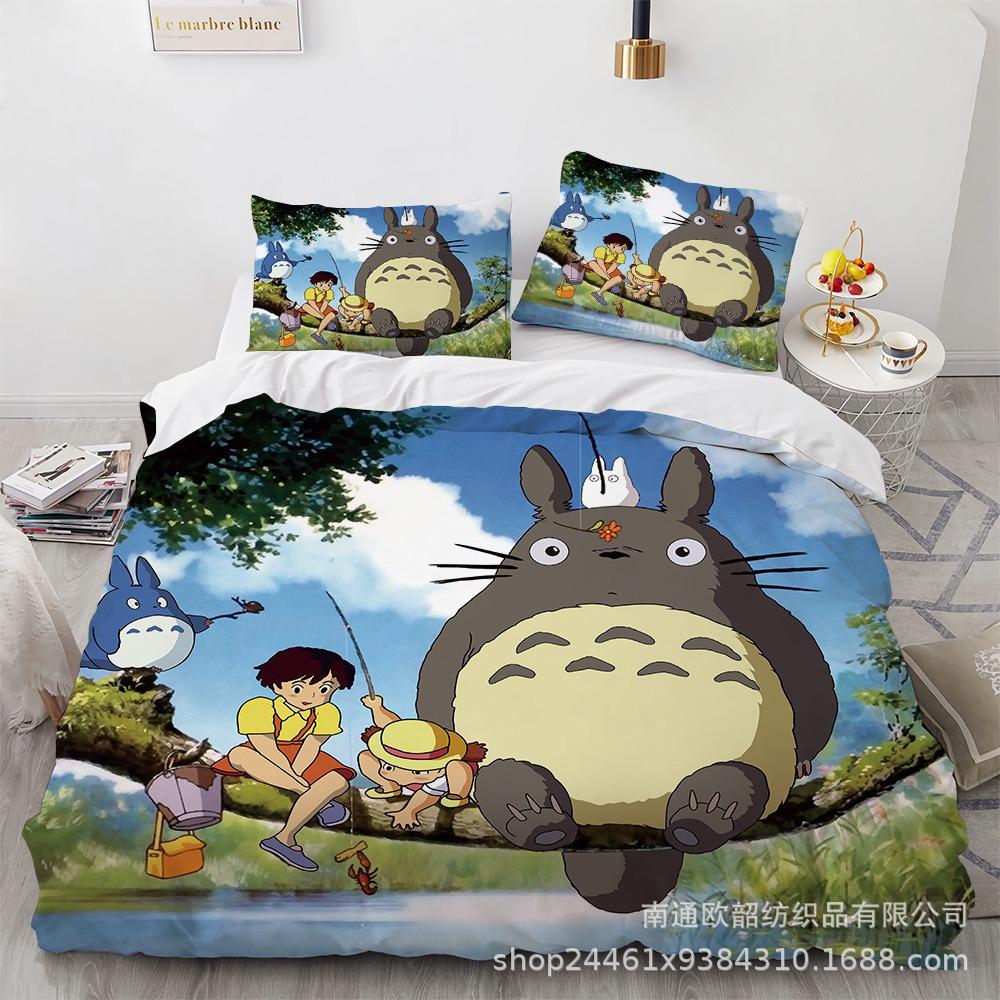 Luxuriöse Mein Nachbar Totoro Bettbezüge Kinder Cartoon Bettwäsche Set Bettdeckenbezug Einzelbett Doppelbett Schlafzimmer Bett Dekor für Teenager Beste Geschenke