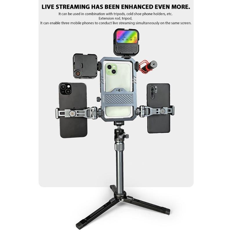 Professioneller Smartphone-Käfig Doppelgriff-Design Mehrere Kalt Schuh Halterungen 1/4 Zoll Schraubloch Universell Kompatibilität