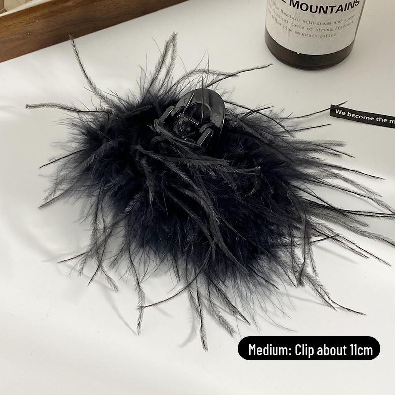 Korean Ins-Style High-Grade Plush Ostrich Feather Shark Hair Clip