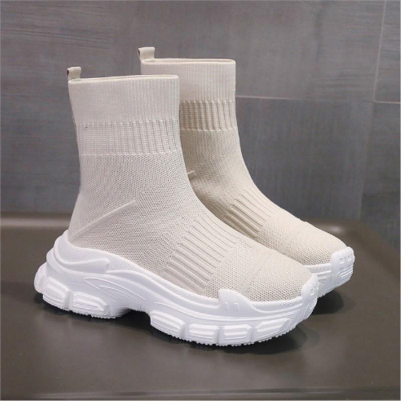 Sock Boots Women's Summer New Black High Top Sock Shoes Women's Thick Soled Elastic Flying Woven Casual Shoes C1158