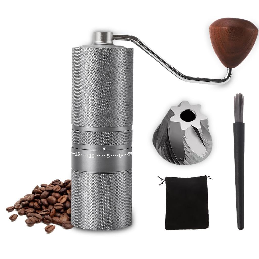 ESTVLB All-Metal Manual Coffee Grinder with 420 Stainless Steel Grinding Grinders, External Adjustment, 60 Levels of Coarseness, Disassembleable