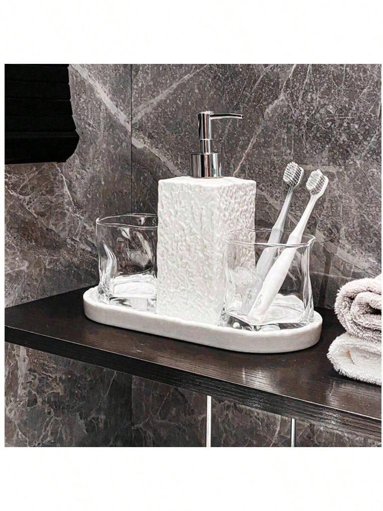 1 bathroom stone tray rack, bathtub tray, ceramic jewelry storage tray, washbasin, toothbrush holder, soap tray