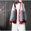 Lazy style V-neck striped knitted cardigan for women in spring and autumn loose and versatile slimming sweater jacket trendy
