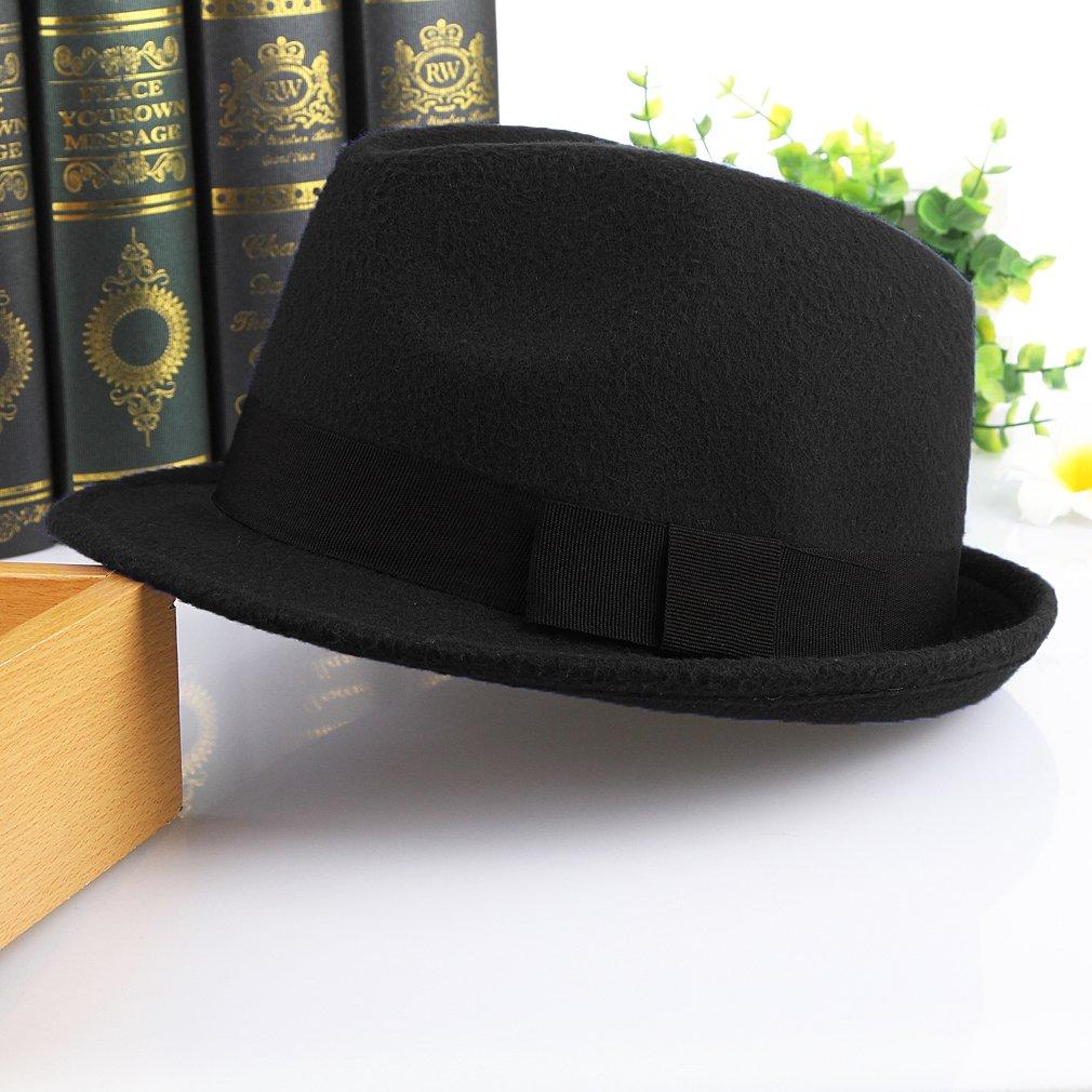 GEMVIE Filz Fedora mit Perfekt für Outdoor und Schwarzer Herrenhut, Krempe, Reise, Formell, Weich, Lässig,