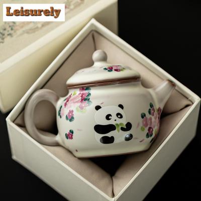 Teiera in Ceramica Ru Kiln da Boutique da 120 ml Carino Panda Ruyi Pot Teiera Giapponese Filtro a Fori Sfera Bollitore Servizi da Tè Accessori