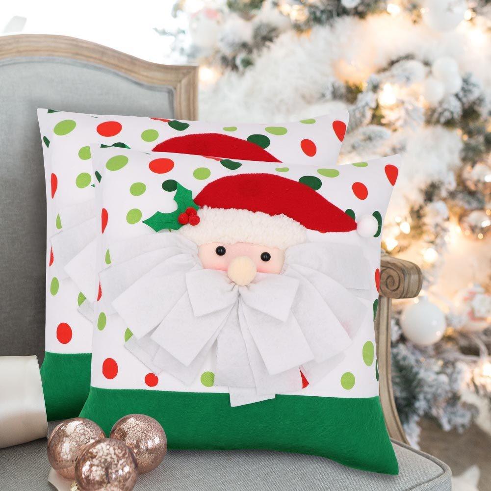 Festive Christmas Santa Claus Pillow Cover Cozy Decorative Cushion For Holidays