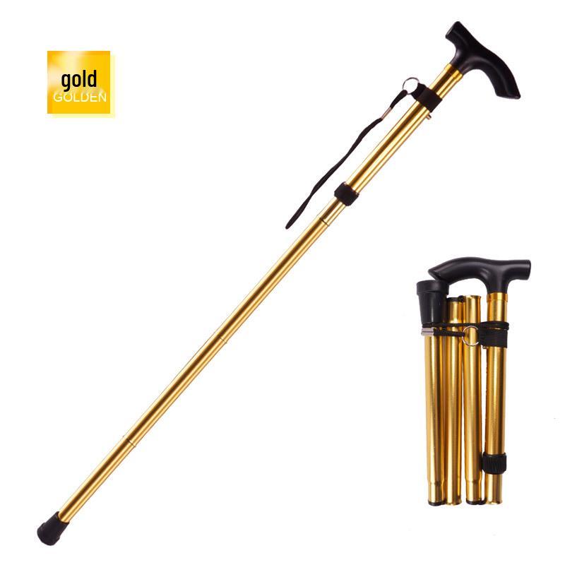 Outdoor Folding Telescopic Trekking Pole - Five-Section Walking Stick for Elderly