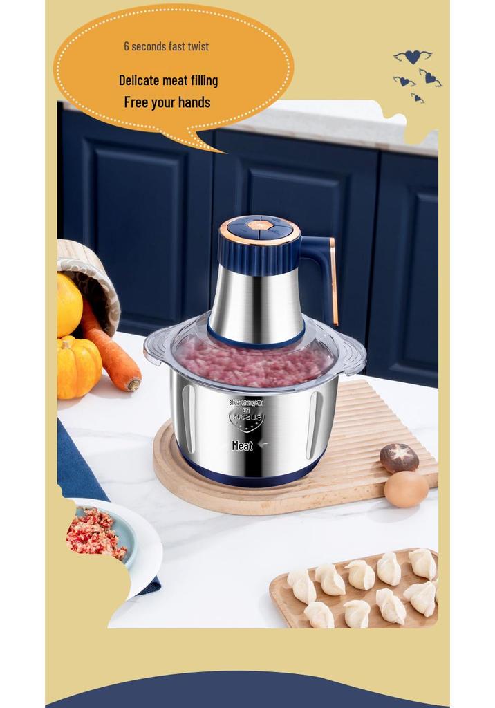 110V Stainless Steel Meat Grinder & Multifunctional 5L Food Processor: Mincer, Garlic Masher, Dough Kneader for Home Use