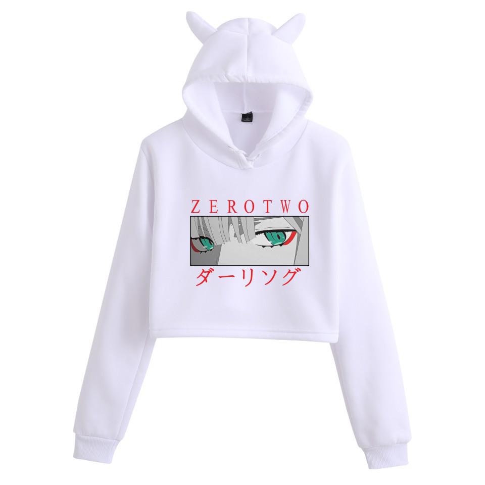 Darling in the Franxx Zero Two Cat Ear Cropped Hoodie - Women's Anime Style