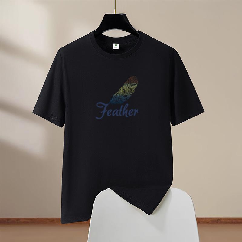 

Feather Mens Trendy Cotton Short Sleeve T-Shirt Oversized Round Neck Casual Tee 4XL