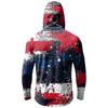 Men Hooded Long Sleeve Sun Protection Top with Abstract Independence Day Print Lightweight Pullover Casual Wear for Outdoor Activities