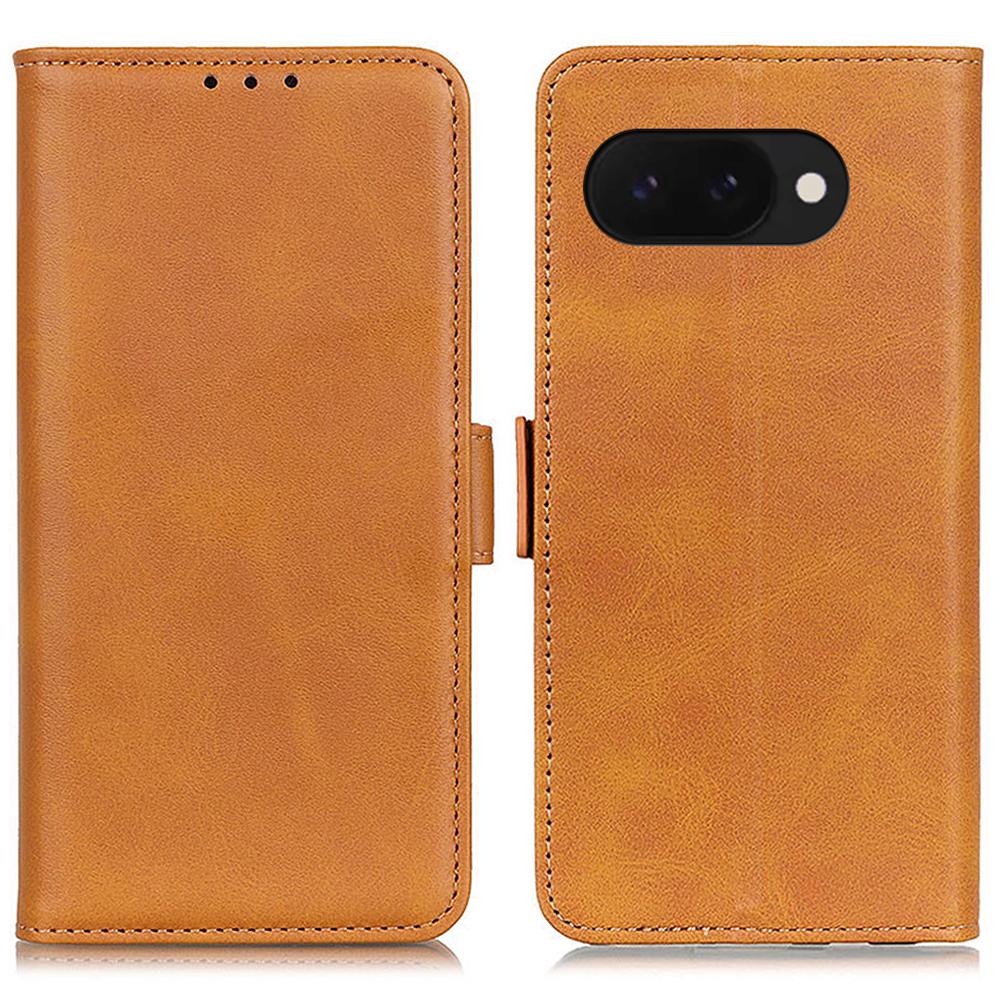 For Google Pixel 9a Case Stand Cowhide Texture PU Leather Phone Cover