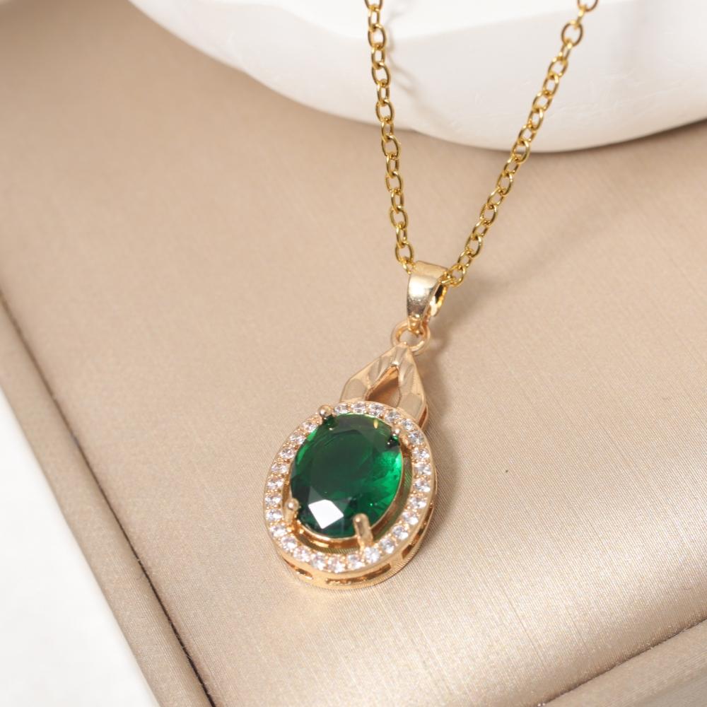 Teardrop Pendant Necklace for Women Golden Stainless Steel Clavicle Chain Zirconia Jewelry Wedding Party Daily Wear Accessories