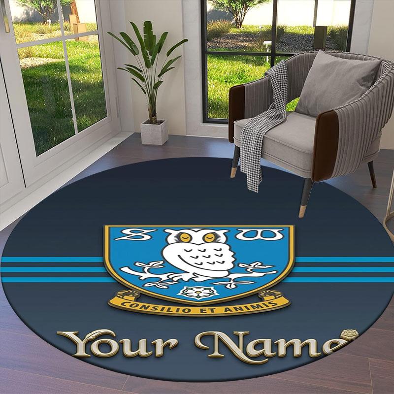 Sheffield Wednesday Football Club Custom Name Round Area Rug,Carpet Rug for Living Room Bedroom Sofa Playroom Decor,Non-slip Floor Mat