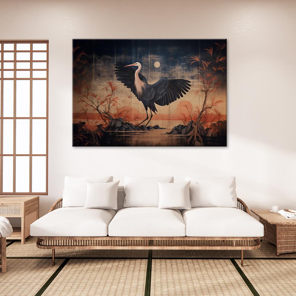 Canvas Print, Oriental Nature Crane