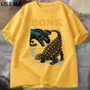 Funny Dinosaur Bonk Graphic T-shirt Casual Short-sleeved Round Neck T-shirt Street Wear Round Neck Retro T-shirt T-shirt