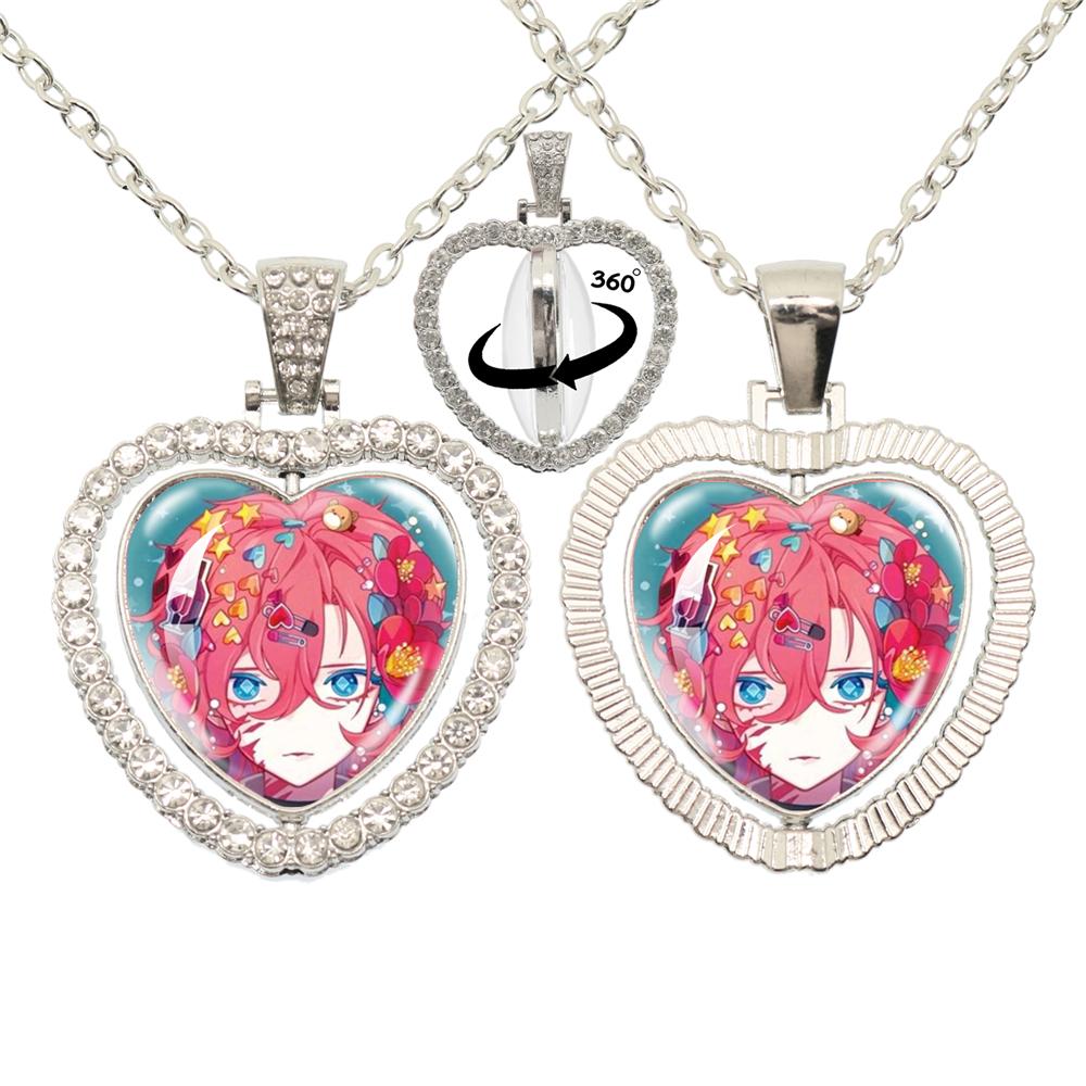 Anime Bungou Stray Dogs Glass Cabochon Glass Heart Pendant Double Sided Necklace Fan Gift Jewelry For Friends