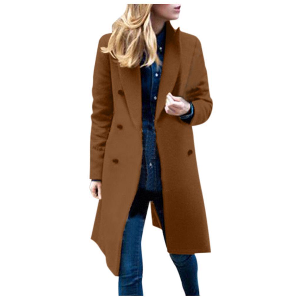 2023 Women's Double-Breasted Woolen Mid-Length Coat - Bestseller