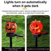 Solar Pumpkin Light Halloween Pathway Light Jack-O-Lantern Stake Outdoor Waterproof Skull Light with Stake for Yard Lawn Decoration