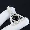 Black Spinel Gemstone Silver Pendant In 925 Sterling Silver- Handmade Design, Celtic Family Knot Wire Wrapped Everyday Jewelry, Gifts
