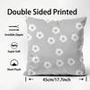 Gray Low White Flower Pattern Cushion Cover Plush Fabric Soft DoubleSided Printed Sofa Warm Winter Home Child Gift Pillow Case
