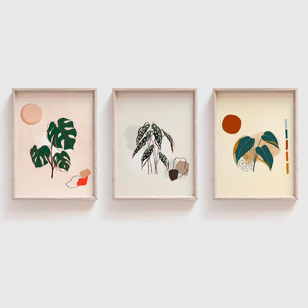 Boho Monstera Plant Philodendron Begonia Swiss Cheese Wall Art Canvas Painting Poster Print Modern Picture For Living Room Decor