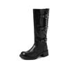 2025 autumn new round head but knee knight boots fashionable retro western boots high boots women