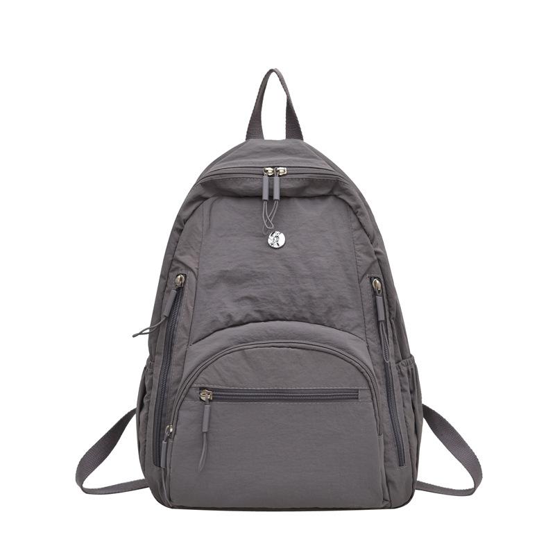 Backpack Solid Color Backpack Large Capacity Student Schoolbag