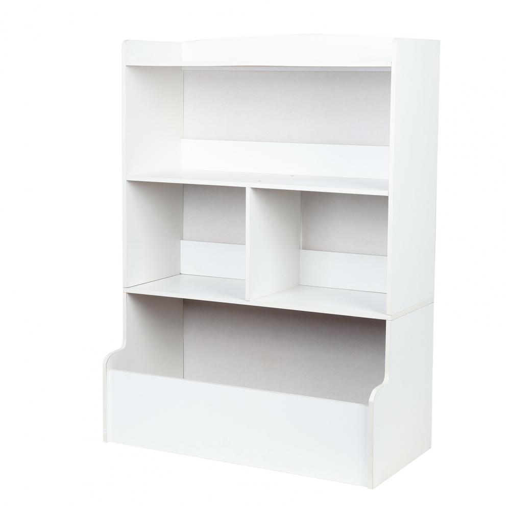 Kids Bookshelf 4-Tier Storage Bookcase Wooden Open Book Shelf Floor Standing Toy Organizer and Storage Cabinet for Playing Room