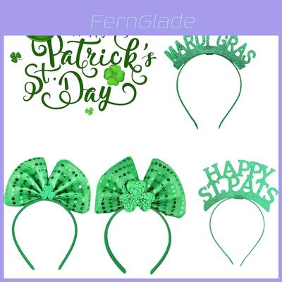 St. Patricks Day Hair Band Bow Tie Shamrock Green Irish Headband Girl Party Gift