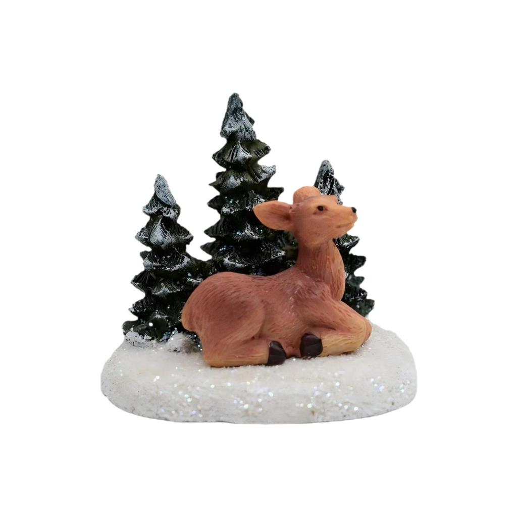 Xmas Deer Figurine Resin Craft Miniature Festive Ornaments for DIY Christmas Fairy Garden Decoration