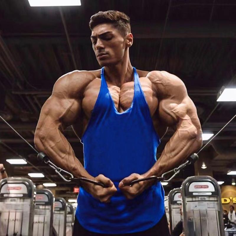 Muscleguys Men's Plain Cotton Gym Tank Tops Running Sleeveless Shirt Y-Back Bodybuilding Vests Muscle Workout Athletic Fitness Singlets