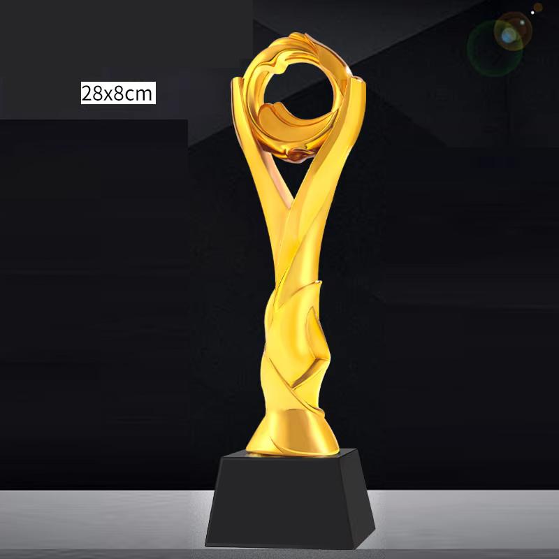 Customized Resin Trophy, Gold, Silver, Copper, Excellent Employee Sports Competition Souvenirs, Free Lettering Crystal Base, 1Pc