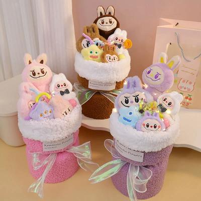 1 Bunch with Light Strings Cute Child Birthday Creative Valentine's Day Gift Cartoon Greeting Card Doll Bouquets Girlfriend