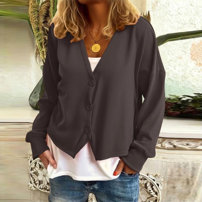Minimalist Long Sleeve Button Down Knit Sweater Womens Lightweight Stretch Fabric Easy Layering Oversized Cardigan Coat