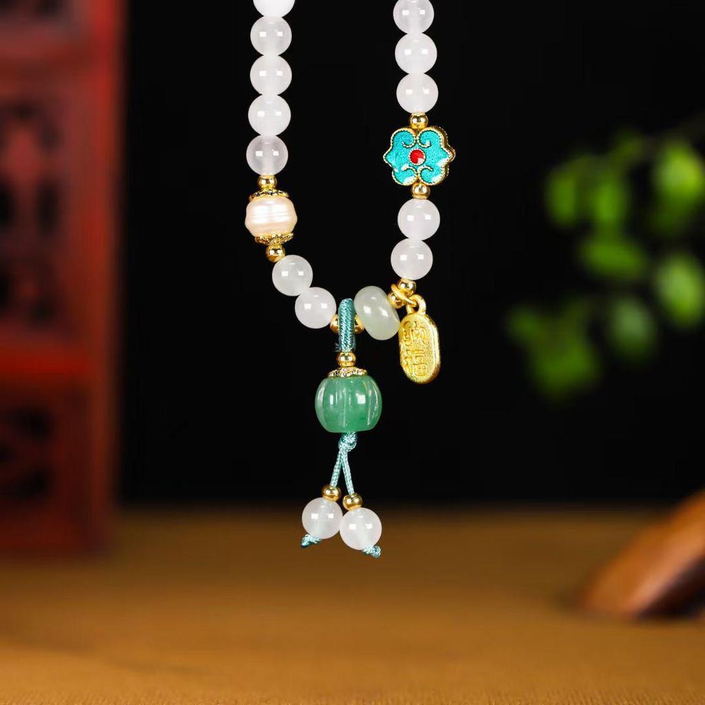 Xinjiang Tianshan Green Jade Women's Multi-Strand Prayer Beads Bracelet