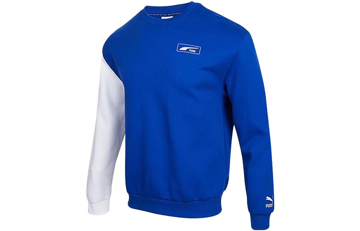 PUMA Sweatshirts Men s Blue White Crew Neck Moderate Regular 539726-84 S