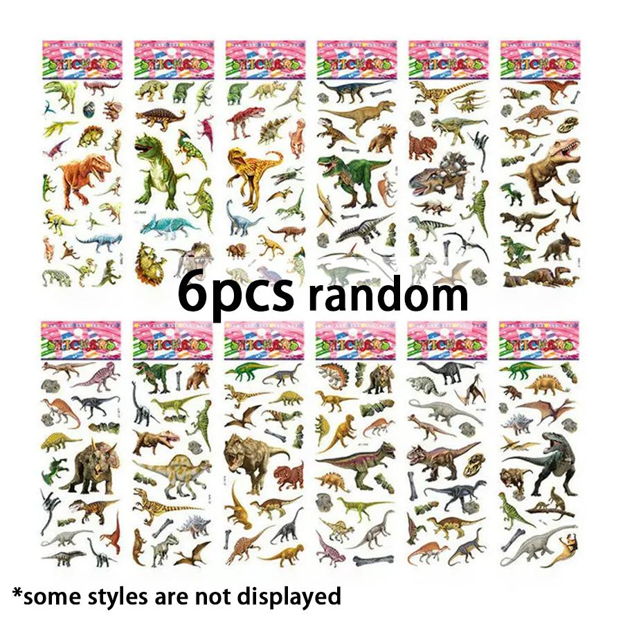 6/12/24pcs Self-adhesive Sticker Realistic Dinosaur Theme DIY Handicrafts Supplies for Journal & Phone Case & Suitcase Decor XJM