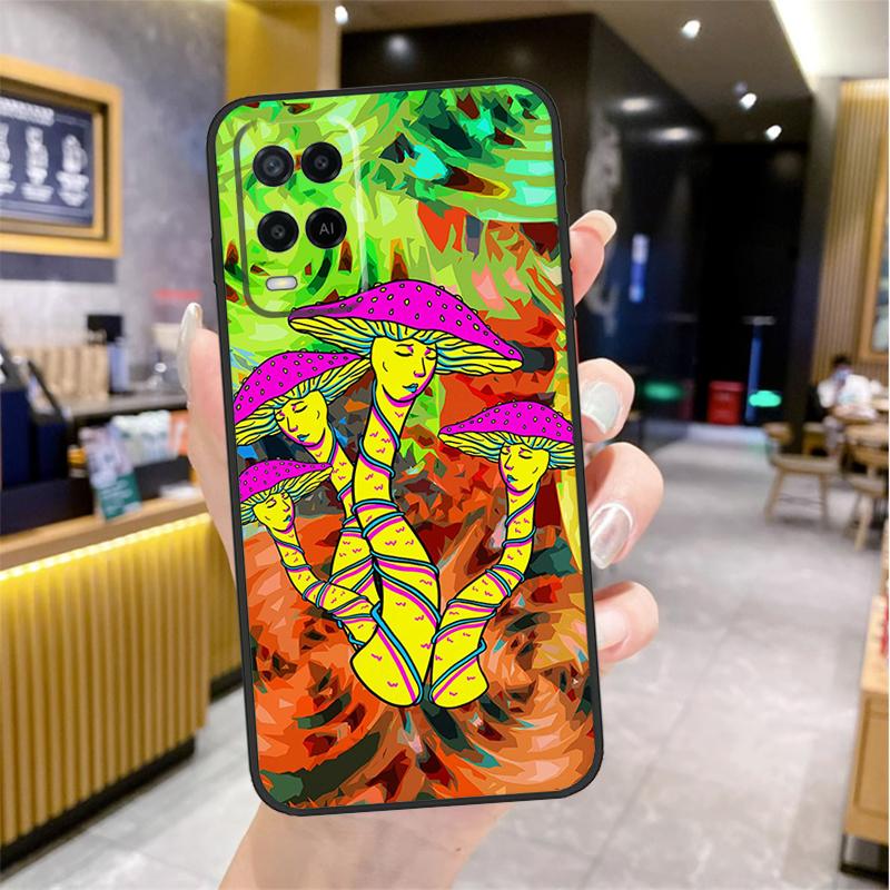 Mushroom Psychedelic Trippy Frog Case For Oppo A96 A76 A16 A17 A18 A60 A80 A40 A38 A58 A78 A98 A94 A74 A54 A15 A57 A77 A5 Pro
