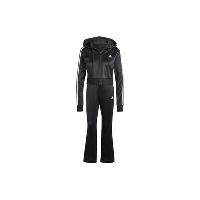Survêtement Glam Logo Lettre Imprimé Capuche Zippé Manches Longues Taille Lâche Pantalon Long Ensemble Décontracté Survêtement Femme Noir IN1836