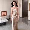 2025 Summer Elegant European & American Women's Strapless Long Sleeve Slim Evening Gown