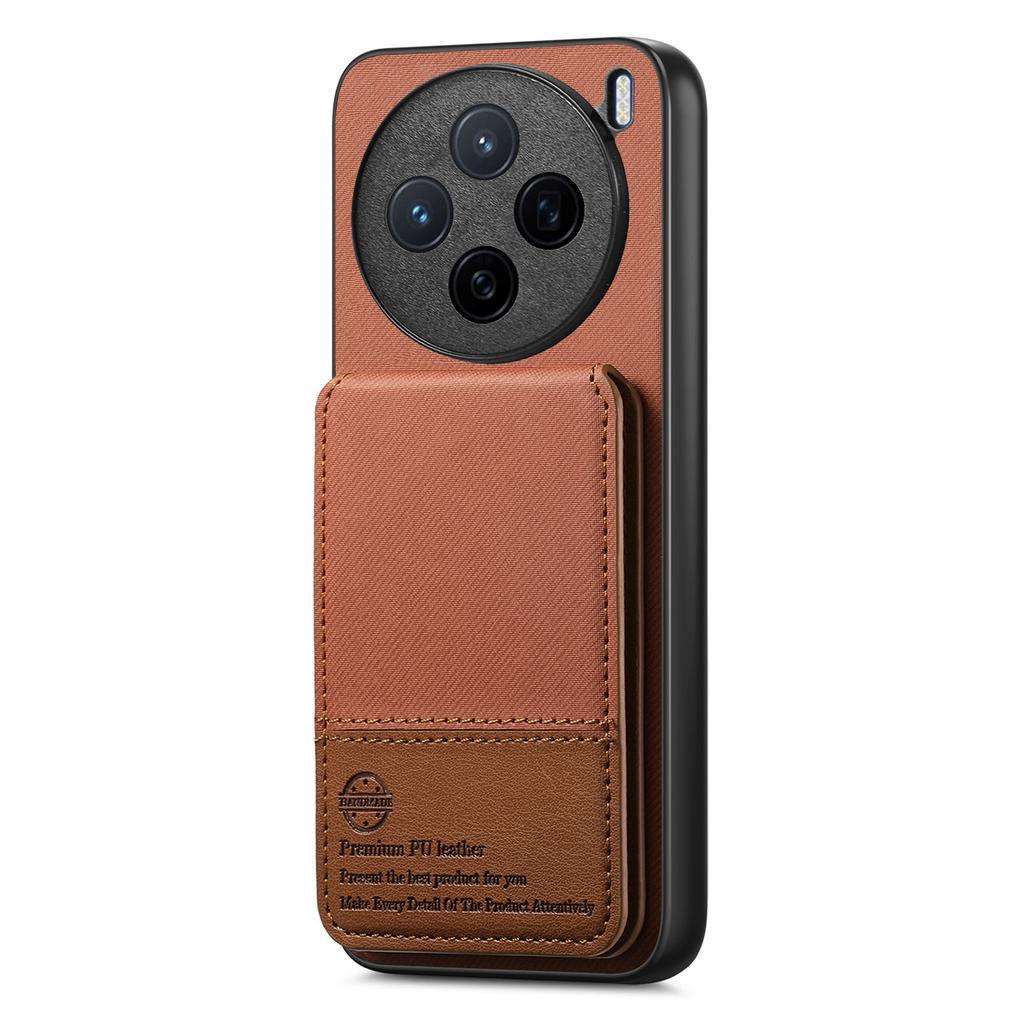 Für vivo X200 5G Hülle Stofftextur Leder+PC+TPU RFID-blockierende Handyhülle mit Kartenhalter