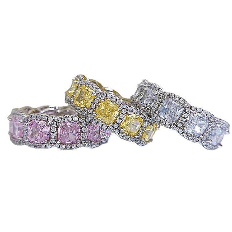 Lulu Tong Radiant Cut Simulated Diamond Ring in S925 Sterling Silver