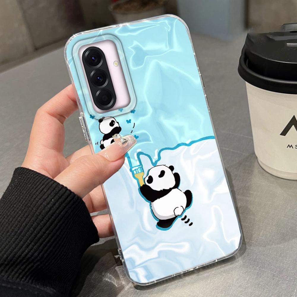 Cute Panda Cartoon Gradient Phone Case For Samsung Galaxy A56 A07 A17 A55 A36 A26 A16 A53 A06 A14 A24 A34 A54 A15 A12 Hard Cover