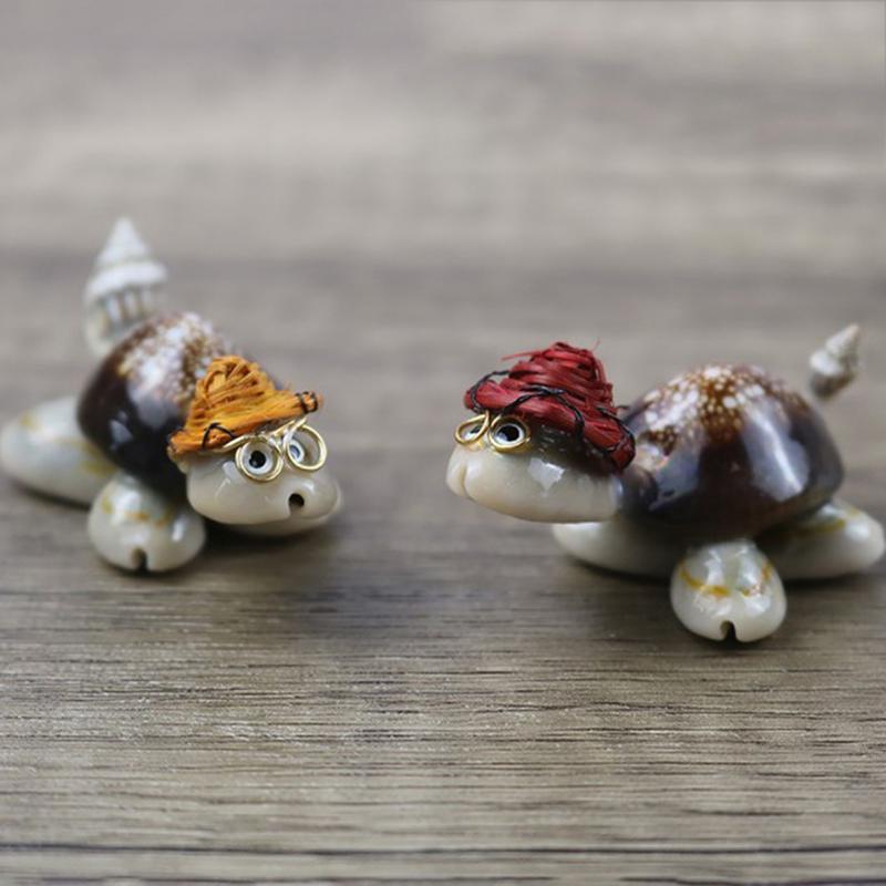 2Pcs Cute Cartoon Little Turtle Sea Shells Art Craft Natural Small Tortoise