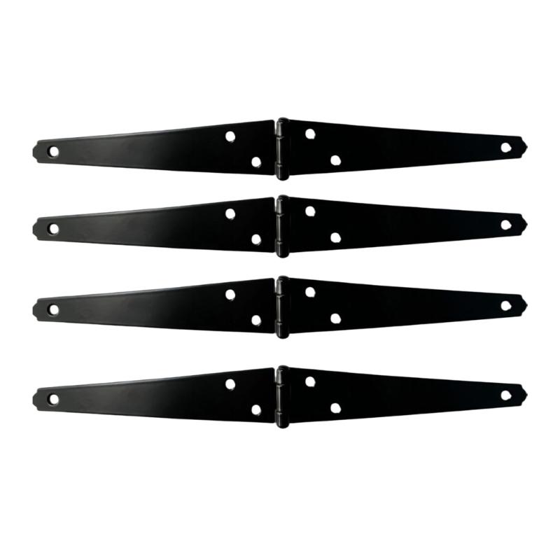 Iron Decorative Strap Hinge Black Shed Door Gate Hinges with Screws Heavy Duty Door Hinges for Outdoor Gates Fence