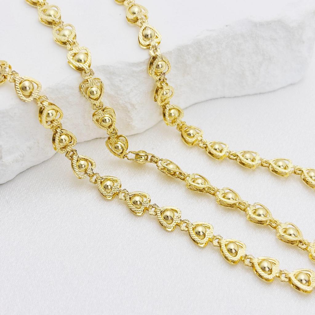 14K Gold-Filled Peach Heart & Butterfly Rhinestone Chain for DIY Jewelry: Bracelet, Necklace & Hair Accessories