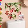 Reusable Christmas Toilet Decoration Sticker, Bathroom Wall Decal, PVC Removable & Decorative Sticker with Colorful Ornaments and Greenery for Wall